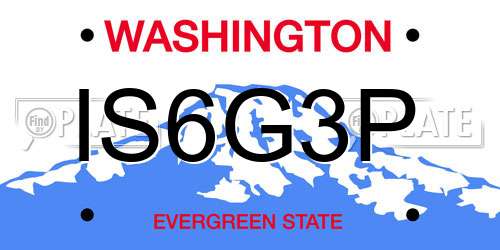 IS6G3P Washington License Plate