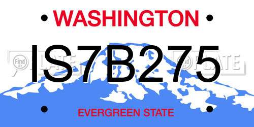 IS7B275 Washington License Plate