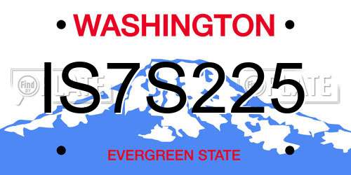 IS7S225 Washington License Plate