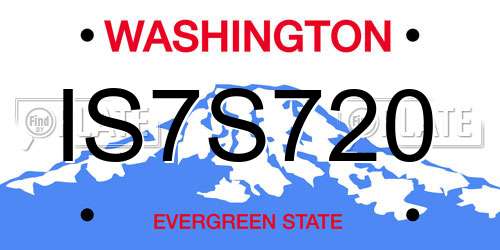 IS7S720 Washington License Plate