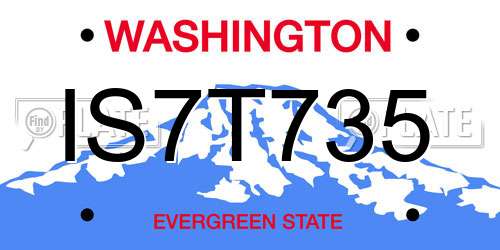 IS7T735 Washington License Plate