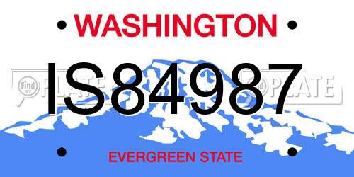 IS84987 Washington License Plate