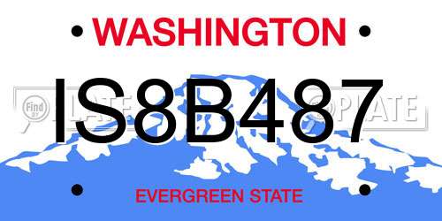 IS8B487 Washington License Plate