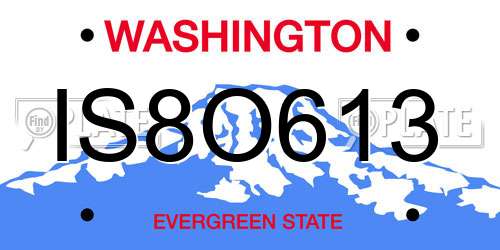 IS8O613 Washington License Plate