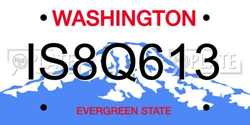 IS8Q613 Washington License Plate