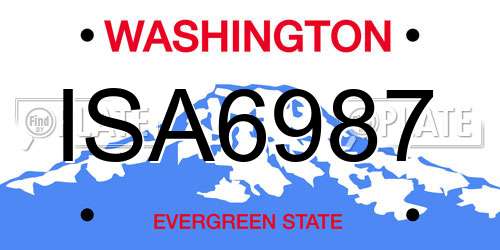 ISA6987 Washington License Plate
