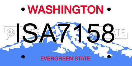 ISA7158 Washington License Plate