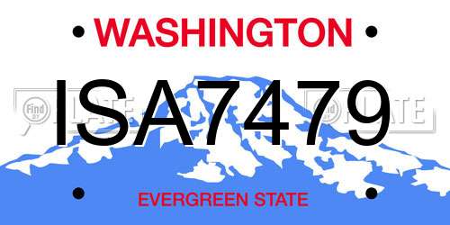 ISA7479 Washington License Plate