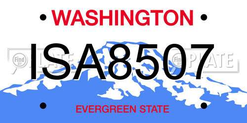 ISA8507 Washington License Plate