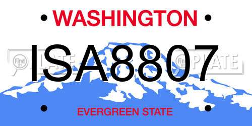 ISA8807 Washington License Plate