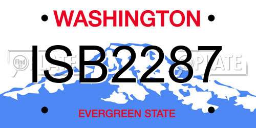 ISB2287 Washington License Plate
