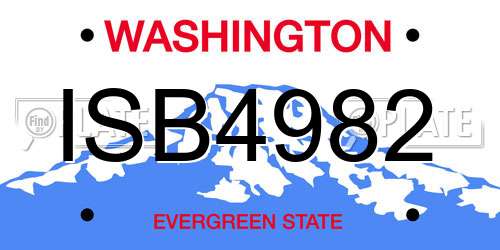 ISB4982 Washington License Plate
