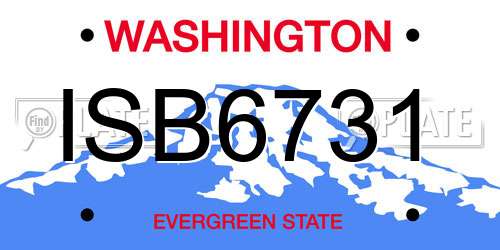 ISB6731 Washington License Plate
