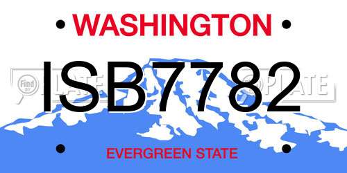 ISB7782 Washington License Plate