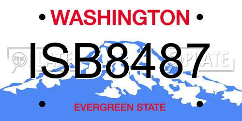 ISB8487 Washington License Plate