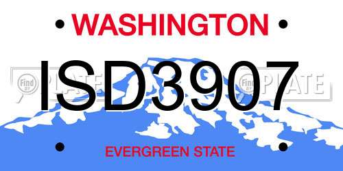 ISD3907 Washington License Plate