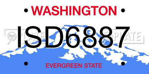 ISD6887 Washington License Plate