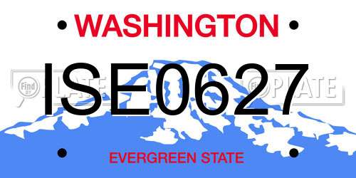 ISE0627 Washington License Plate