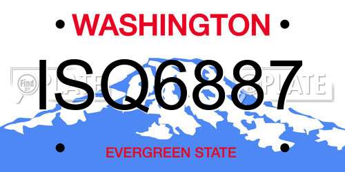 ISQ6887 Washington License Plate