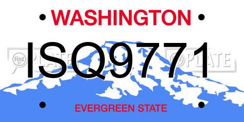 ISQ9771 Washington License Plate