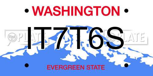 IT7T6S Washington License Plate