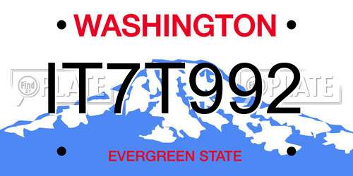 IT7T992 Washington License Plate