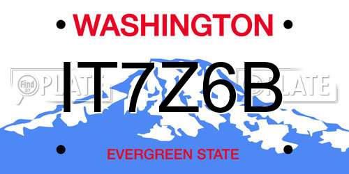IT7Z6B Washington License Plate