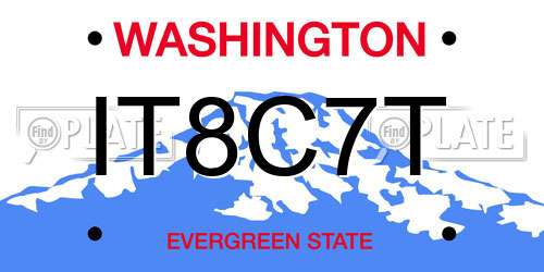 IT8C7T Washington License Plate