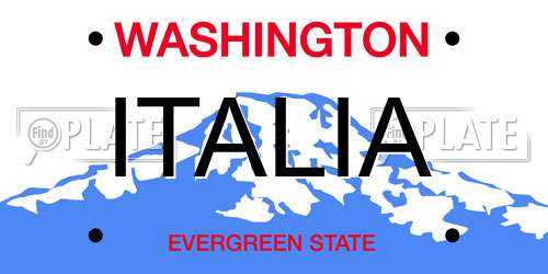 ITALIA Washington License Plate