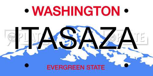 ITASAZA Washington License Plate