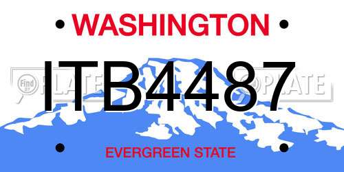 ITB4487 Washington License Plate