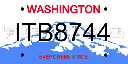 ITB8744 Washington License Plate