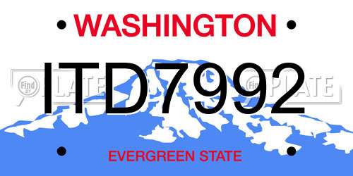 ITD7992 Washington License Plate