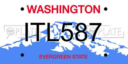 ITL587 Washington License Plate