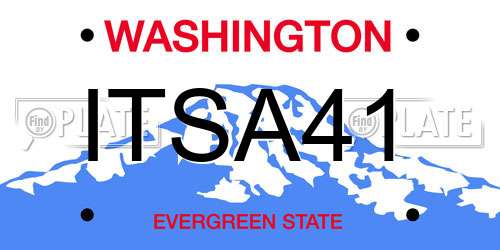 ITSA41 Washington License Plate