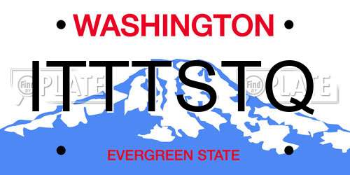 ITTTSTQ Washington License Plate