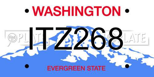 ITZ268 Washington License Plate