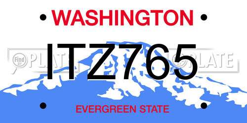 ITZ765 Washington License Plate