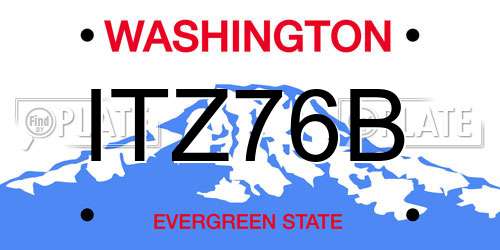 ITZ76B Washington License Plate