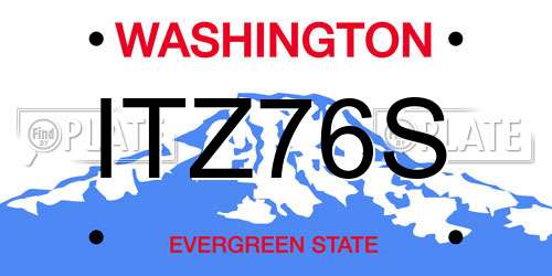 ITZ76S Washington License Plate