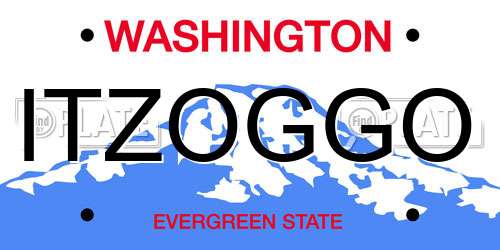 ITZOGGO Washington License Plate