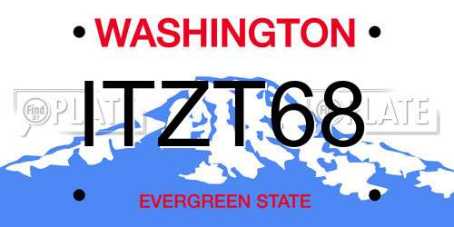 ITZT68 Washington License Plate
