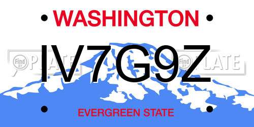 IV7G9Z Washington License Plate