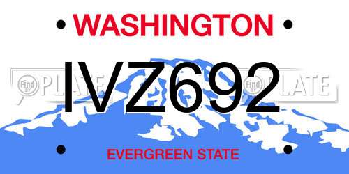IVZ692 Washington License Plate