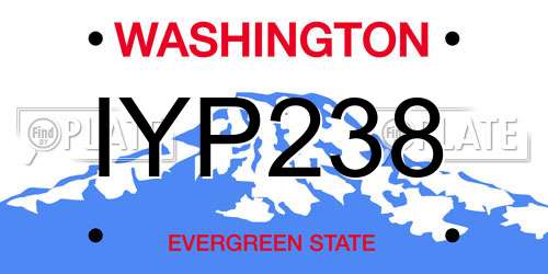 IYP238 Washington License Plate