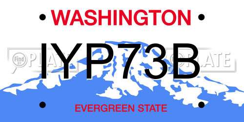 IYP73B Washington License Plate