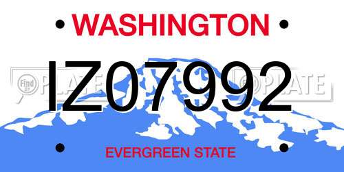 IZ07992 Washington License Plate