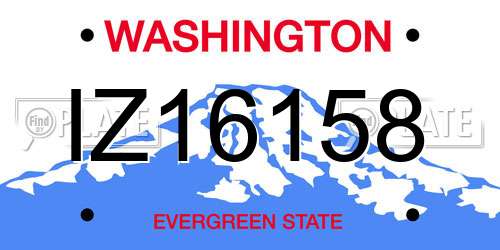IZ16158 Washington License Plate