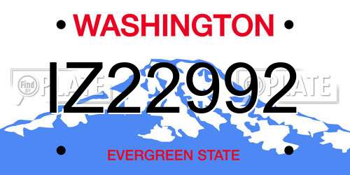 IZ22992 Washington License Plate