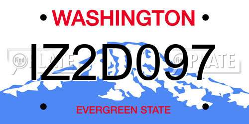IZ2D097 Washington License Plate